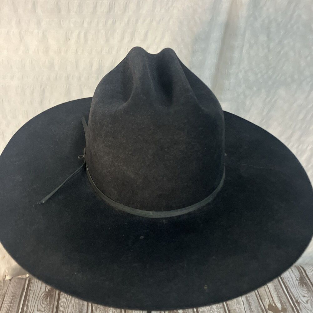 VTG Resistol Self Conforming Black Cowboy Hat 6 3/4” Fur Blend XX Rodeo USA